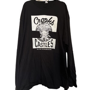 NWT Men's Crooks & Castles Long Sleeve Tee 3XL Black & White